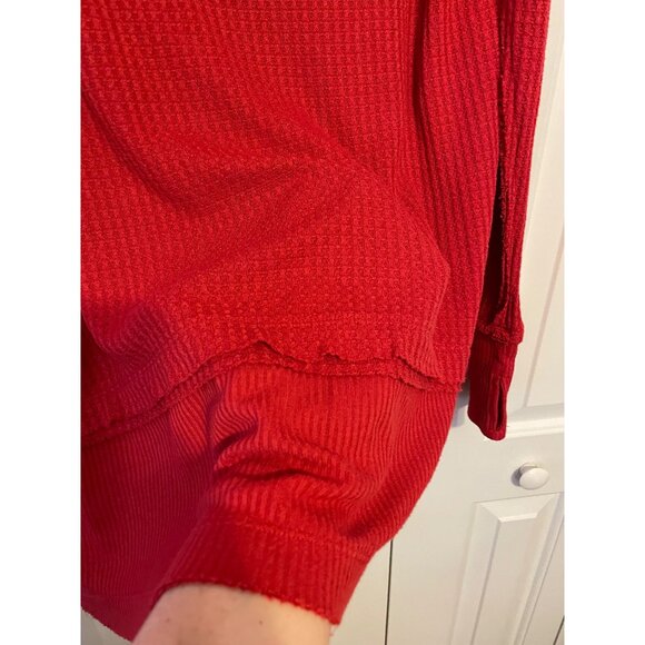 We The Free Red Thermal Waffle Long Sleeve Womens Top Size S - Picture 7 of 8